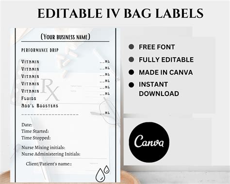 iv bag labels